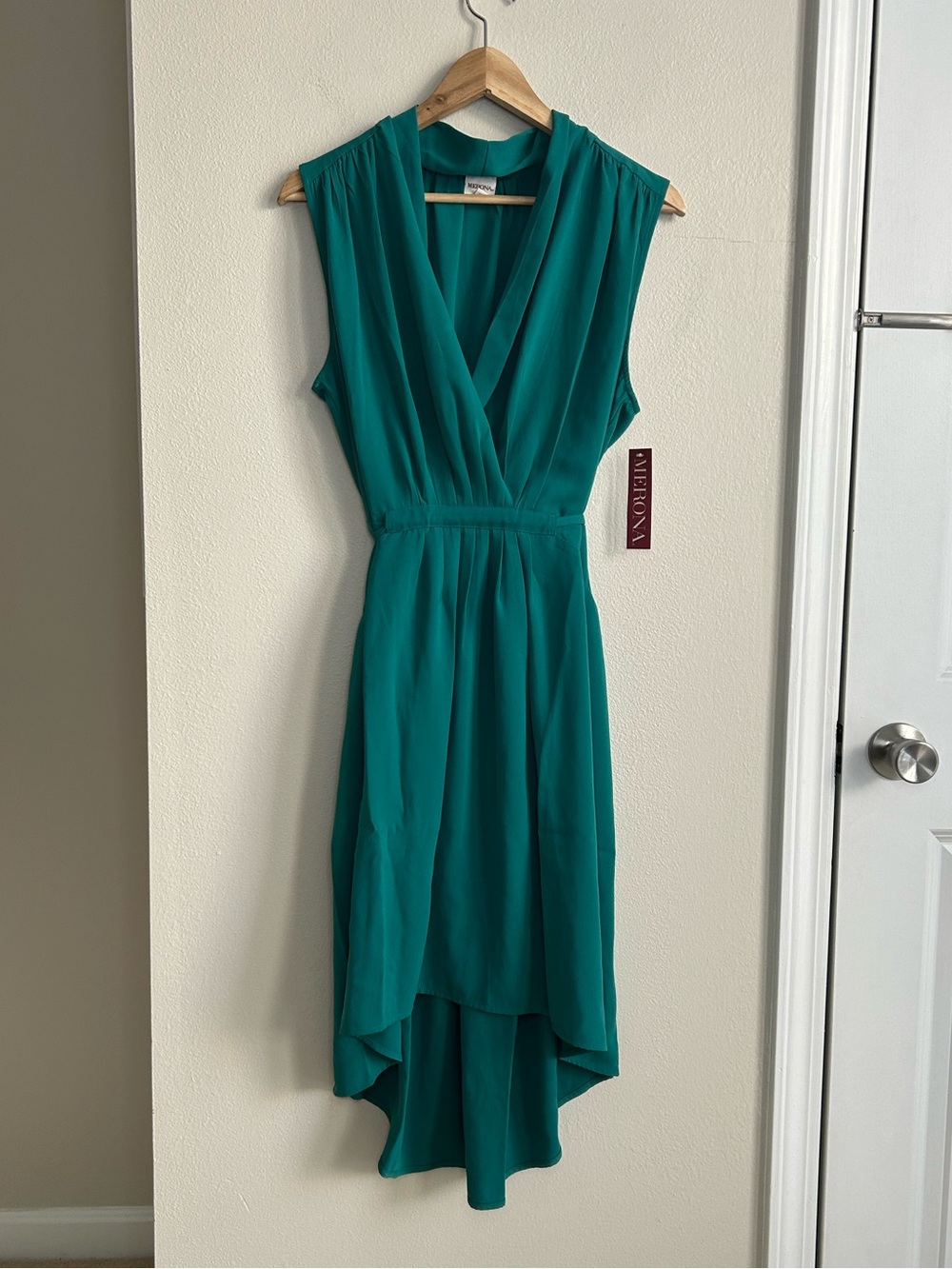 NWT Merona Teal Green Sleeveless V Neck Surplice High-Low Tie Wrap Dress Sz XL